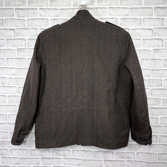 NWOT |•DOCKERS•| Brown Herringbone Military Style Wool Blend Winter Coat Size XL - Picture 2 of 16